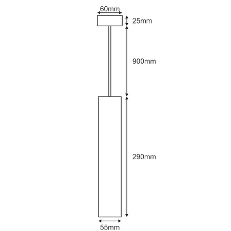 Stropní závěsná lampa 1xGU10 CIRUS SLIM převislá trubka černá 29cm