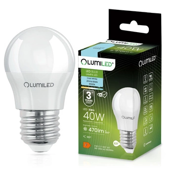 Žárovka LED E27, P40 5W = 40W 470lm 6500K Studená bílá 180° LUMILED