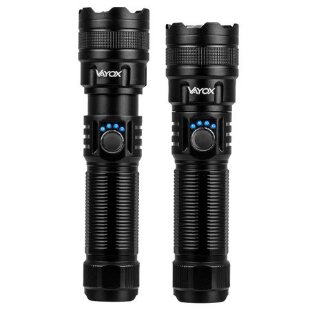 Dobíjecí LED taktická 600lm 10W ruční svítilna Výkonná ZOOM POWERBANK VA0179 VAYOX