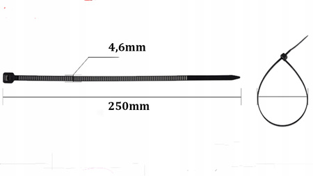 Silná stahovací páska 4.6x250mm černá 100 kusů ECOLIGHT