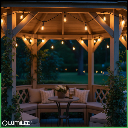 Venkovní řetěz 15m, 30x E27 MALUS LUMILED