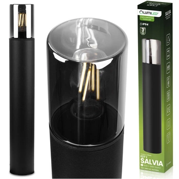 Venkovní stojací stožáry Zahradní lampa pro žárovku E27 Černé sklo IP54 60 cm SALVIA LUMILED