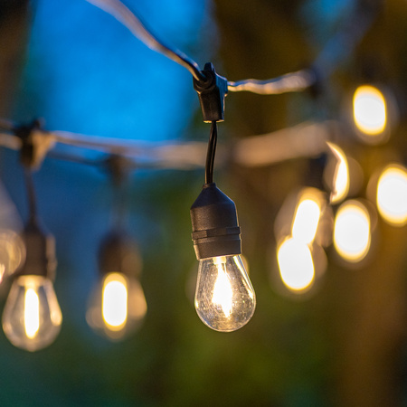 Solární zahradní girlanda 15x LED Dekorativní žárovky 10m + Dálkové ovládání IP65 2700K teplá bílá SOLLIS LUMILED