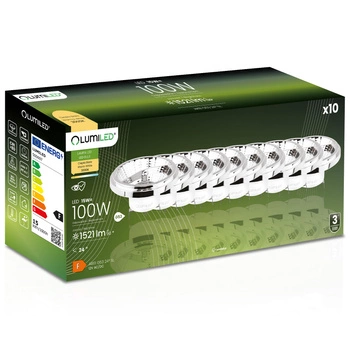 10x Žárovka LED AR111, G53 15W = 100W 1521lm 3000K 12V Teplá bílá 24° Stříbrná LUMILED