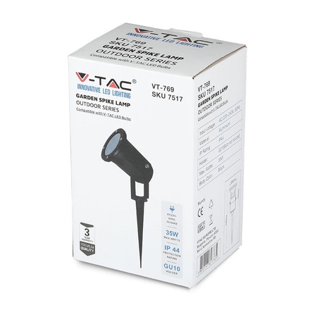 Reflektor zahradní lampy GU10 IP44 Nastavitelný černý VT-769 V-TAC