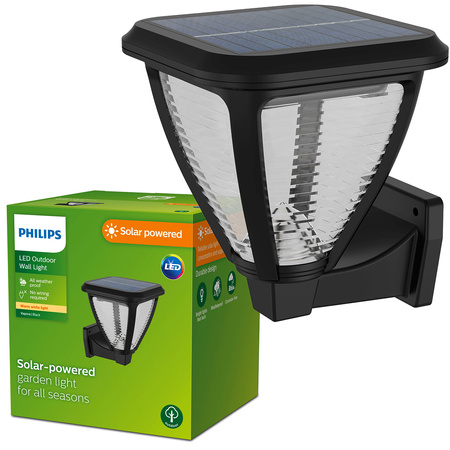 Zahradní lampa LED Solární fasádní nástěnná lampa VAPORA 1,5W 2700K IP44 Soumrakový senzor PHILIPS