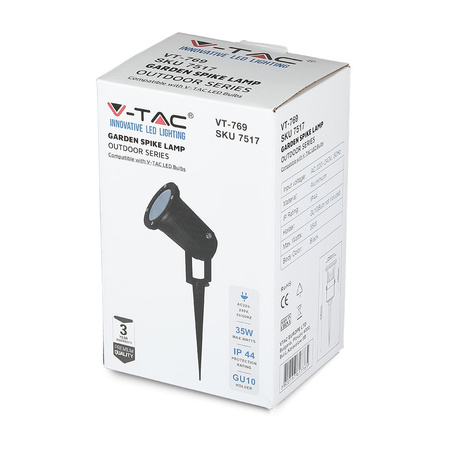 Reflektor zahradní lampy GU10 IP44 Nastavitelný černý VT-769 V-TAC