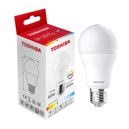 LED žárovka E27 A60 8.5W = 60W 806lm 4000K neutrální bílá TOSHIBA