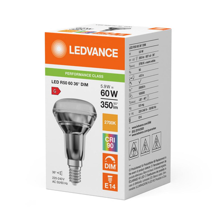 LED žárovka R50 E14 5,9W = 60W 350lm 2700K Teplá bílá FILAMENTNÍ STMÍVATELNÁ LEDVANCE