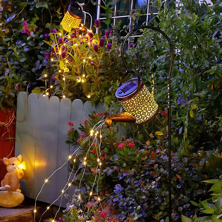 LED Solární Zahradní Lampa Venkovní Zapichovací Konvička Měděná IP44