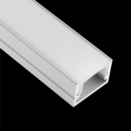 Povrchový Eloxovaný Hliníkový Profil pro LED KM33, Stříbrný 1m + Mléčná Krytka + Záslepky LUMILED