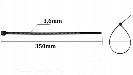 Silná stahovací páska 3.6x350mm černá 100 kusů ECOLIGHT