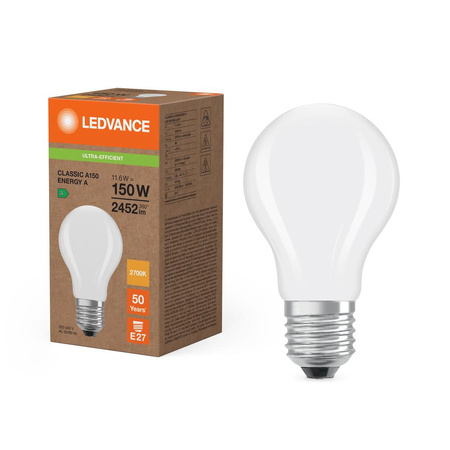 LED žárovka E27 A70 11,6W = 150W 2452lm 2700K teplá bílá 330° Ledvance