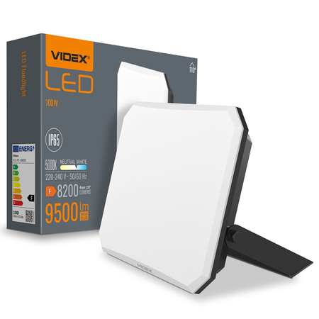 LED reflektor 100W 9500lm 5000K studená bílá Black s mléčným stínítkem Videx