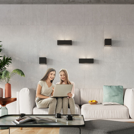 Nástěnné svítidlo VEGA E27 Up-Down Obdélníkové keramické moderní černé SOLLUX