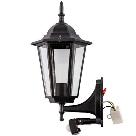 Zahradní nástěnná lampa snímač pohybu, E27 lucerna Černá BELLIS LUMILED