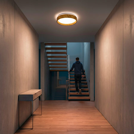 Plafond LED povrchové stropní svítidlo WOODY 18W 4000K Round IP44 27cm LUMILED