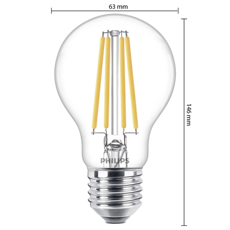 LED žárovka E27 A60 10.5W = 100W 1521lm 4000K Neutrální bila vlákno PHILIPS