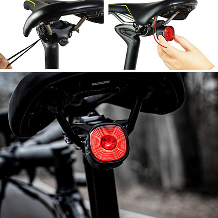 Zadní svítilna na kolo červená SMART USB-C 6 režimů IP66 POWERFUL VAYOX