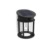 Zahradní nástěnná lampa Solární venkovní fasádní lampa LED 3,2 W 470 lm 2700 K IP44 se senzorem pohybu a soumraku černá Geri Ultra Efficient Philips