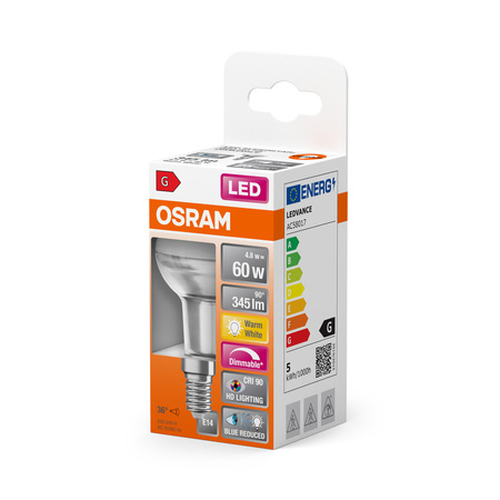 LED žárovka R50 reflektor E14 4,8W = 60W 345lm 2700K teplá bílá CRI90 36° Stmívatelná SUPERSTAR Osram