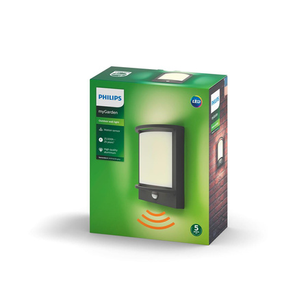 Zahradní lampa LED nástěnná lampa SAMONDRA IR myGarden 12W 2700K IP44 s pohybovým senzorem antracit PHILIPS