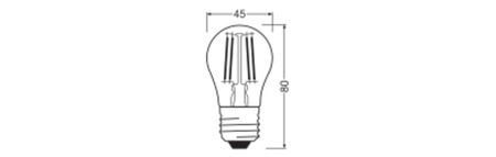 LED žárovka P45 E27 3,4W = 40W 470lm 2700K Warm Dimmable 320° Filament Performance Class Ledvance