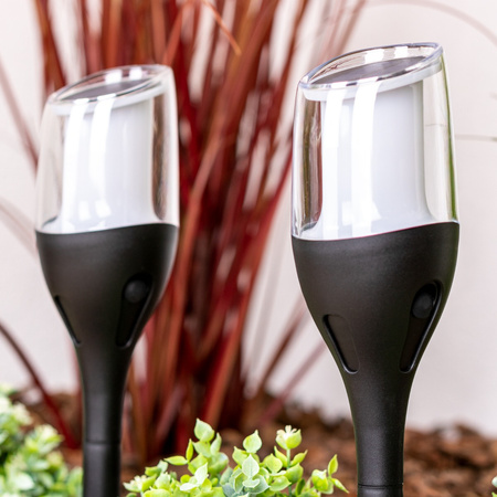 4x LED zahradní svítilna Solární tyč 60 cm Plamen Soumrakový senzor