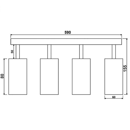 Reflektorové stropní svítidlo 4xGU10 QUANTUS beam strip Black