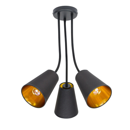 Stropní svítidlo WIRE GOLD Flexibilní černo-zlatý moderní lustr 3xE27 827 TK Lighting