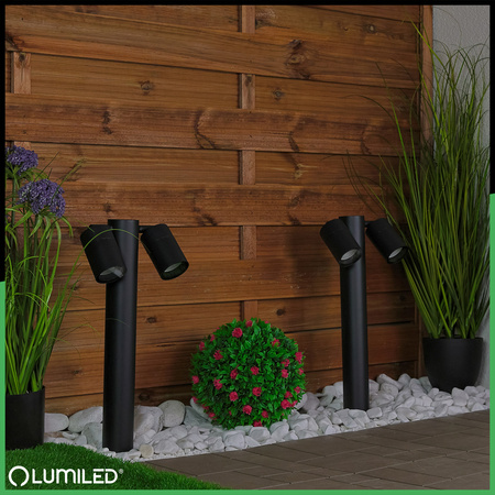 Venkovní zahradní lampa 2x GU10, sloupek stojací reflektor 45cm LUMILED