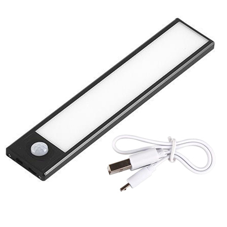LED lišta na nábytek pod skříňovou lampu 1W 4500K 20cm s pohybovým senzorem černá
