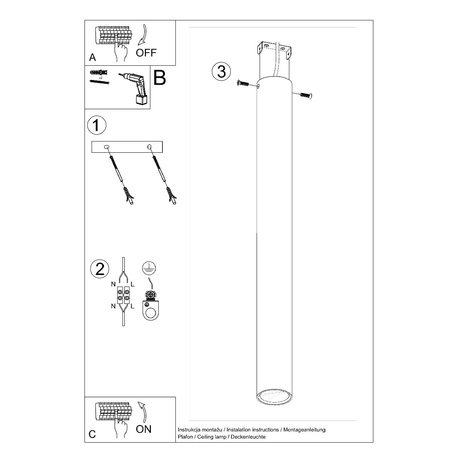 Svítidlo pro povrchovou montáž LAGOS GU10 Halogen Spot Tuba 60cm Bílá SOLLUX