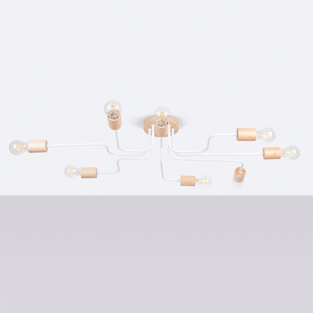 Stropní lustr 8x E27 Přírodní dřevo Bílý Timbo Peach Puff SL.1667 Sollux