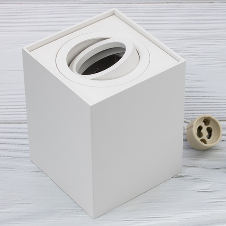 Povrchové Halogenové svítidlo GU10, SPOT TUBA 115mm Nastavitelná Čtvercová Bílá AMAT-L LUMILED