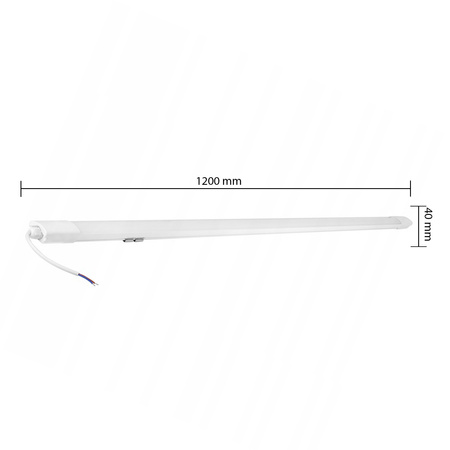 Hermetické LED svítidlo 36W 120cm Studená bílá 6200K IP65