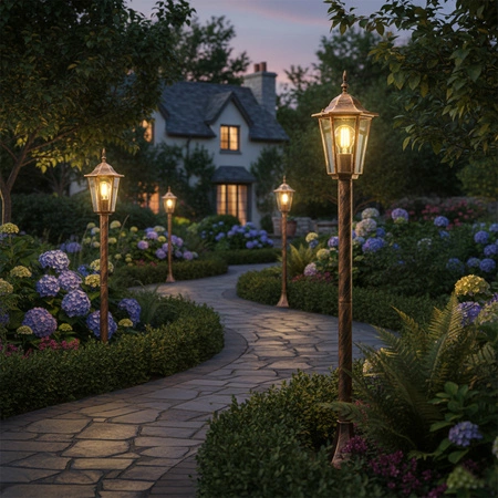 Venkovní zahradní lampa E27, LED nízký sloupek, lucerna, 1cm, Patina, BELLIS LUMILED