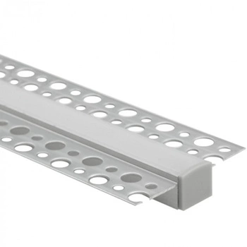 Hliníkový LED profil pro sádrokarton REGIPS Zapuštěný pod omítku eloxovaný 1m s mléčným difuzorem pro LED pásky + krytky Ecolight řady GP