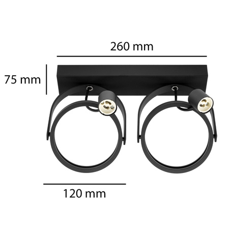Stropní svítidlo Nástěnné svítidlo LEON 2x ES111 Posuvné černé