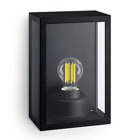 Zahradní nástěnná LED lampa ALZOR E27 IP44 Lucerna černá PHILIPS