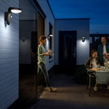 Zahradní lampa LED nástěnná lampa TYLA IR myGarden 9W 2700K IP44 s pohybovým a soumrakovým senzorem antracit PHILIPS
