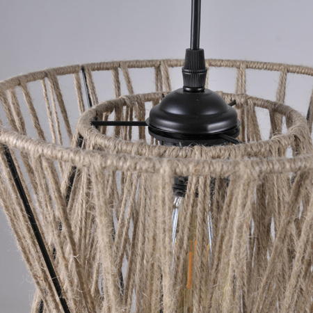 VARBERG IL MIO stropní závěsné svítidlo polokoule v boho stylu. ocel + šňůra 1x E27 GOLDLUX (Polux)