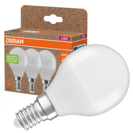 3x LED žárovka P45 kapka E14 4,9W = 40W 470lm 2700K teplá bílá 200° PCR LAMPS Osram