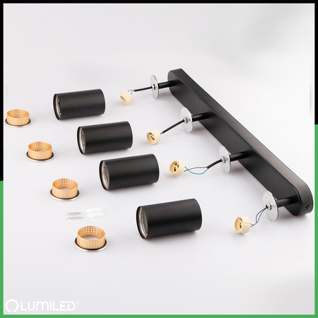 Reflektorové stropní svítidlo 4x GU10 ELIGIS Black LUMILED