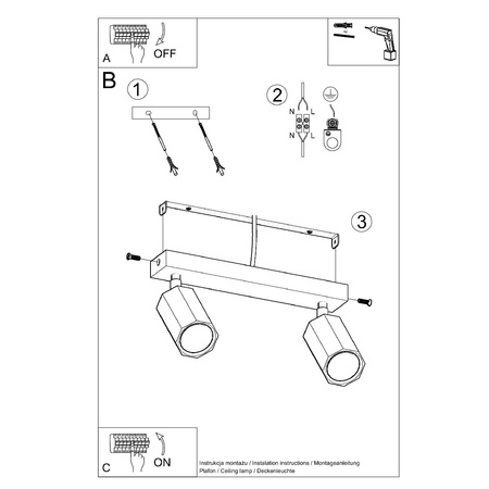 Stropní svítidlo ZEKE 2xGU10 Reflektor Halogenové svítidlo 30cm dub SOLLUX