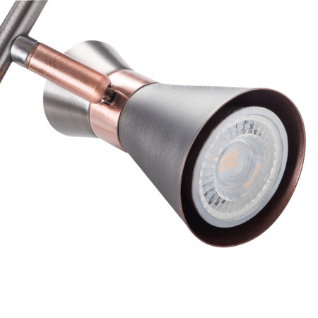 Stropní svítidlo LED GU10 s nastavitelným reflektorem Mileno Kanlux ve stříbrno-měděném provedení