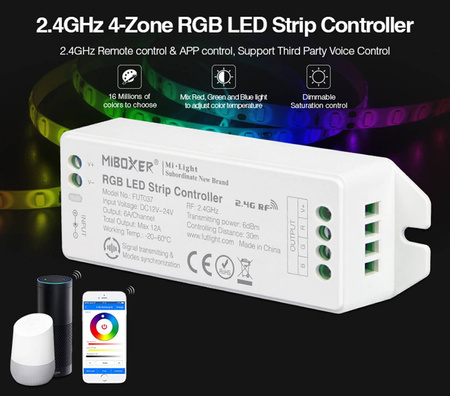 Ovladač RGB Ovladač LED pásků 12/24V 12A Mi-Light Wi-Fi - FUT037M