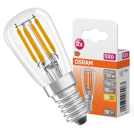 2x LED žárovka T26 Tubular E14 2,8W = 25W 250lm 2700K teplá bílá 300° SPECIAL Osram