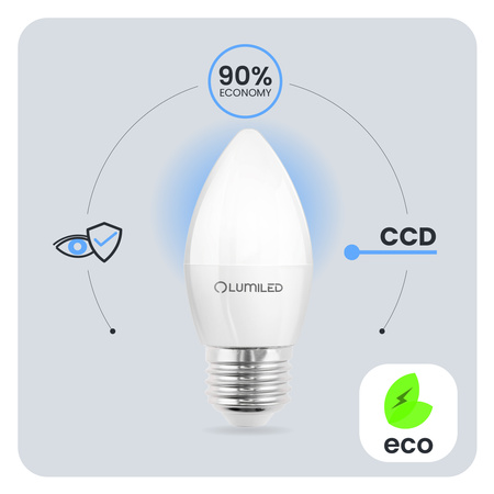 Žárovka LED E27, B35 8W = 60W 806lm 4000K Neutrální bílá 180° LUMILED