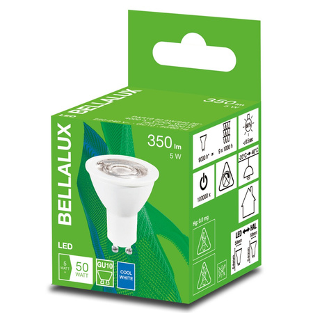 LED žárovka GU10 4,5W = 50W 350lm 4000K Neutrální 36° BELLALUX